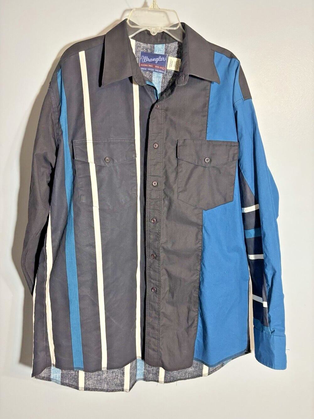 Vtg Wrangler Western Cowboy Striped Button Shirt Mens 16 1/2- 35 L X-Long Tails